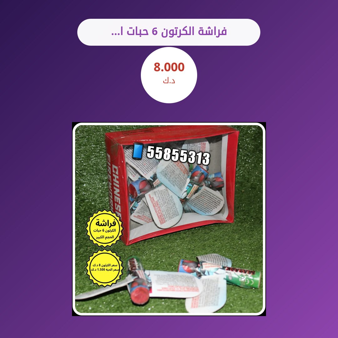 فراشة الكرتون 6 حبات الحجم الكبير: السعر والتفاصيل